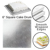 1 Board - 6" Square Cake Drums - Silver Cake Drum